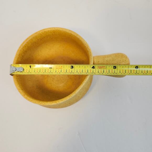 Abu Gosh Ceramics Jerusalem Bowl With Handle Yellow Pottery Israel - Picture 8 of 9